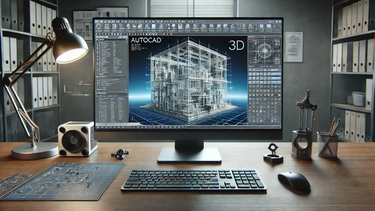 Un ordenador con un proyecto de AutoCAD abierto