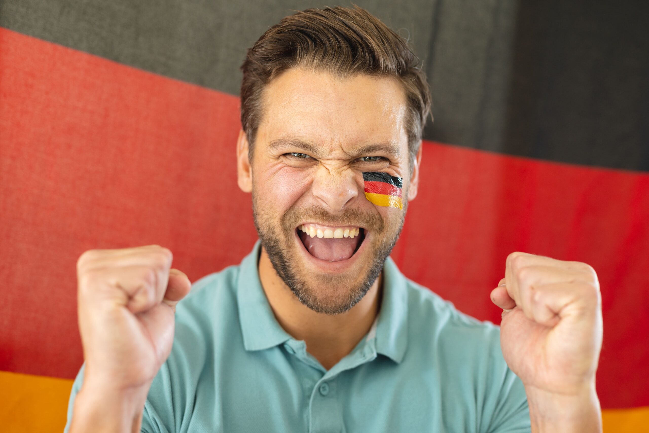 a man with a flag on his face