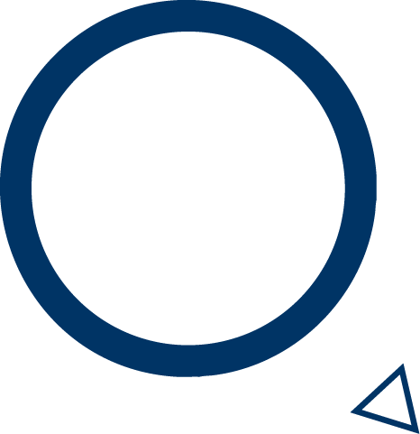 Contacto 3 Icono de un circulo y triangulo azules sobre fondo transparente