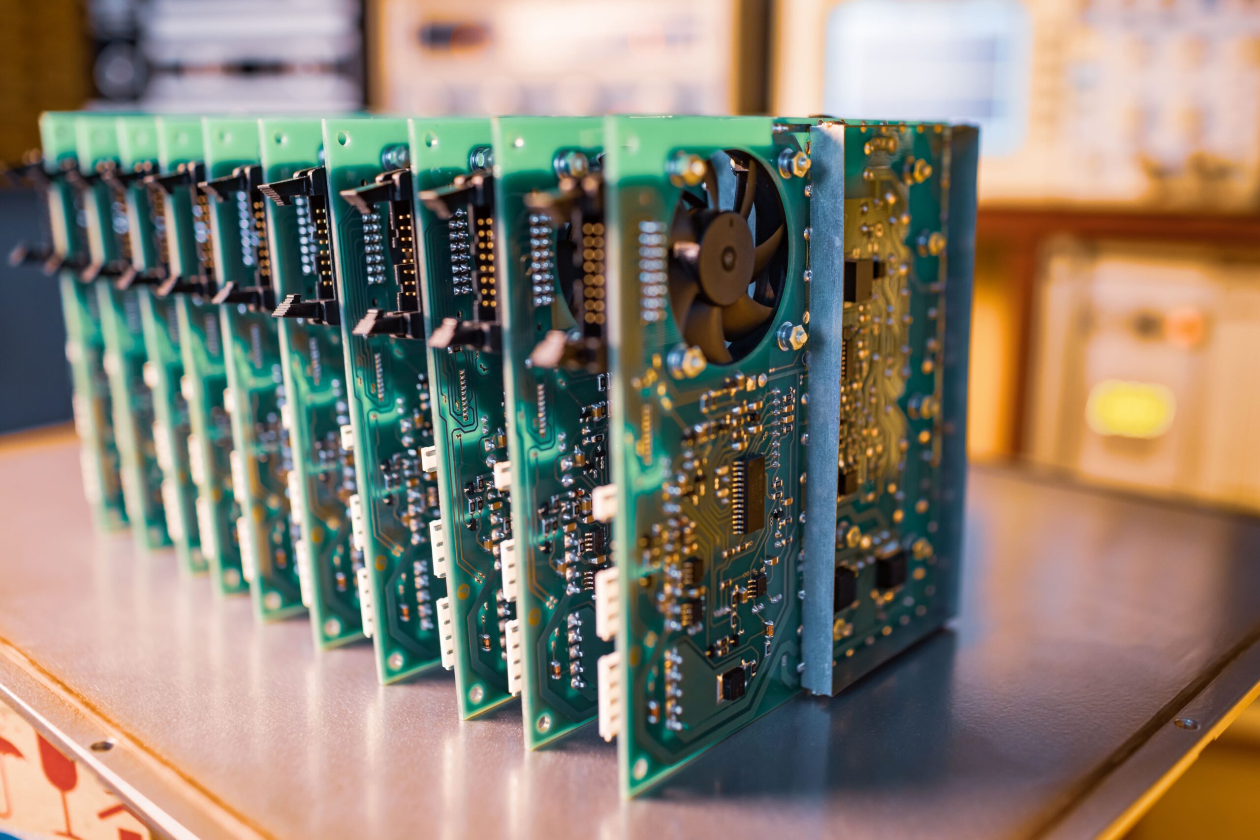 a group of green electronic components