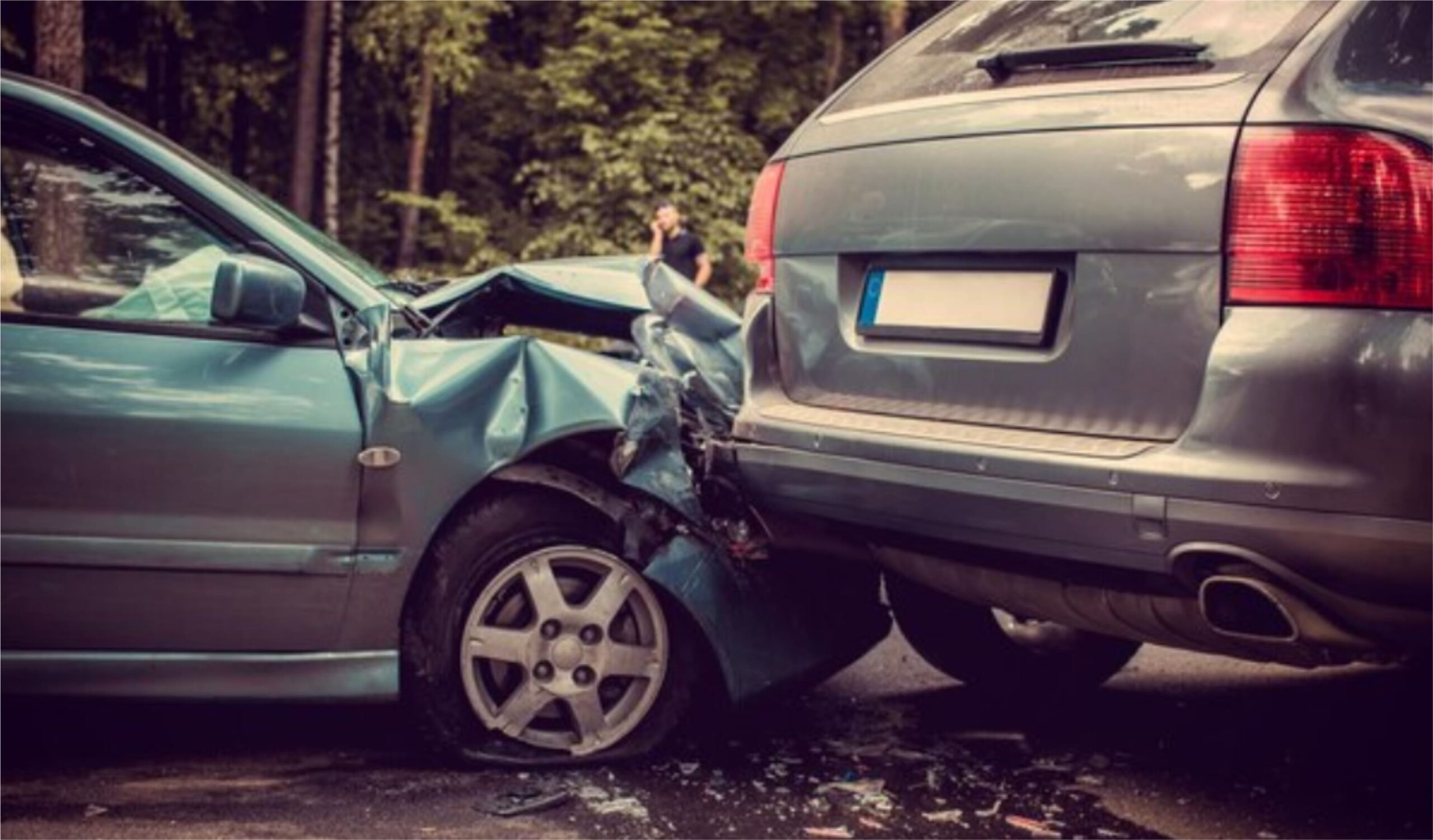 a car accident with a damaged rear end