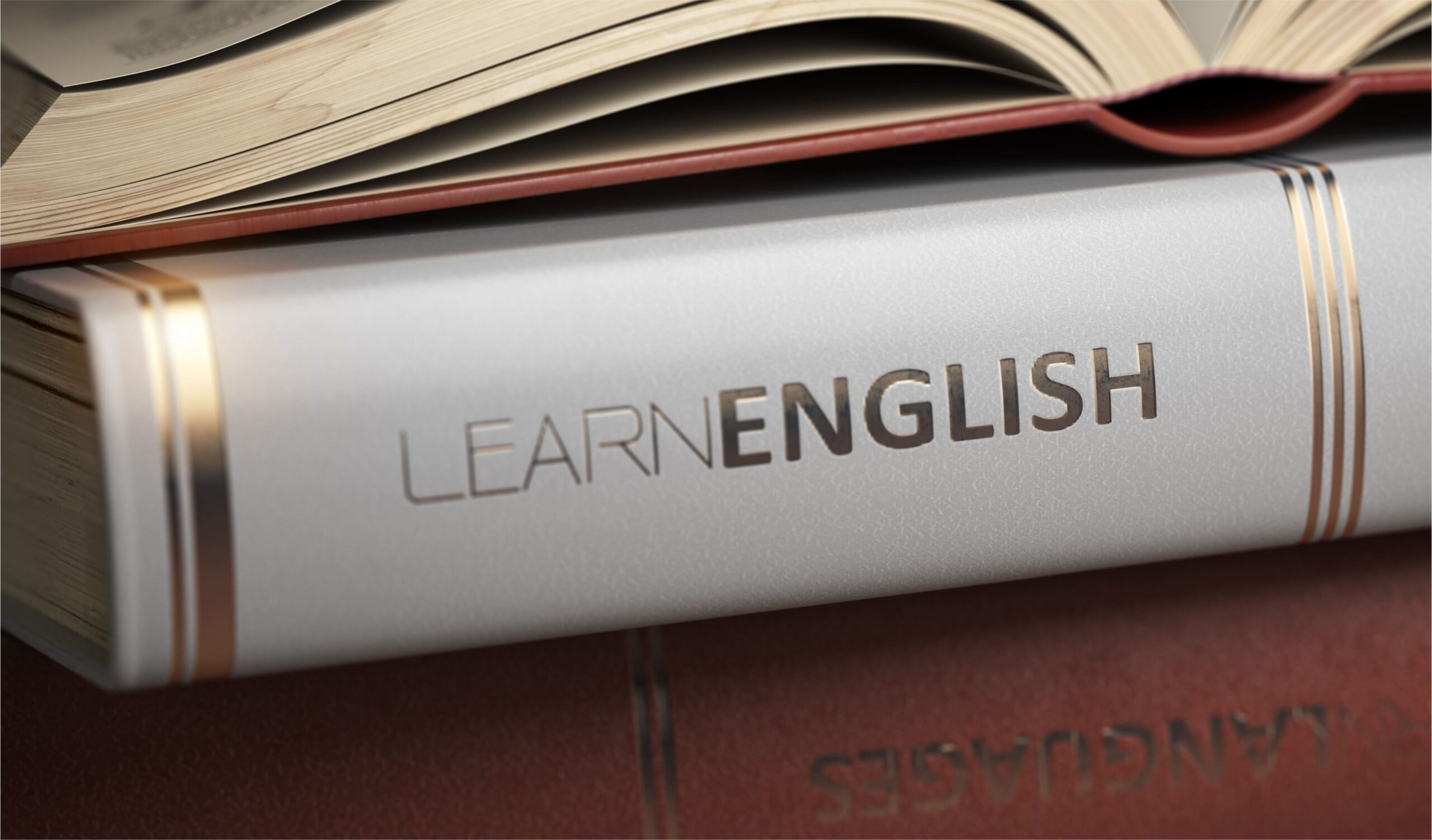 Un libro con el título "Learn English"